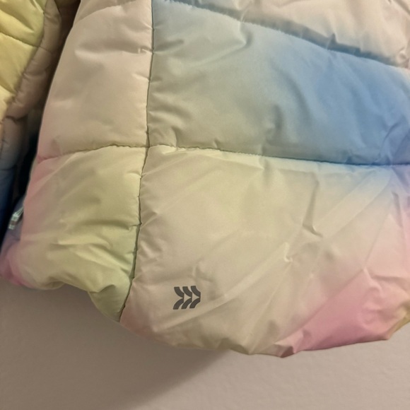 All In Motion Puffer Rainbow Pastel Multi-Colored Jacket w/Hood. Size XS… - Picture 12 of 16